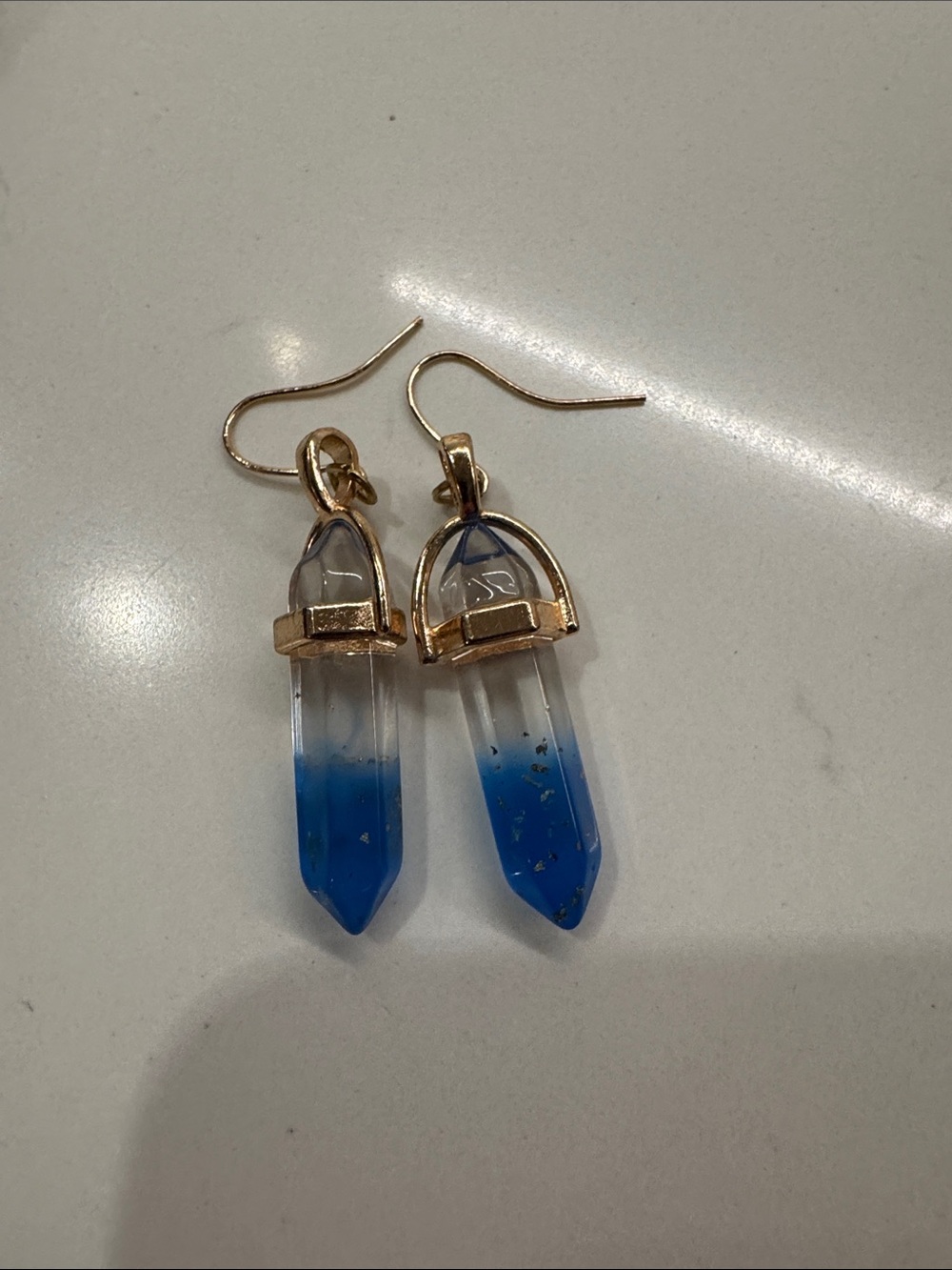 Claire's Gold-Tone Blue Ombre Crystal Point Drop Earrings